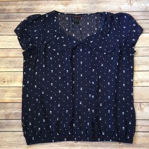 torrid Tops - Torrid Sheet Blue Blouse with Skulls, Size 0 torrid Tops - Torrid Sheet Blue Blouse with Skulls, Size 0